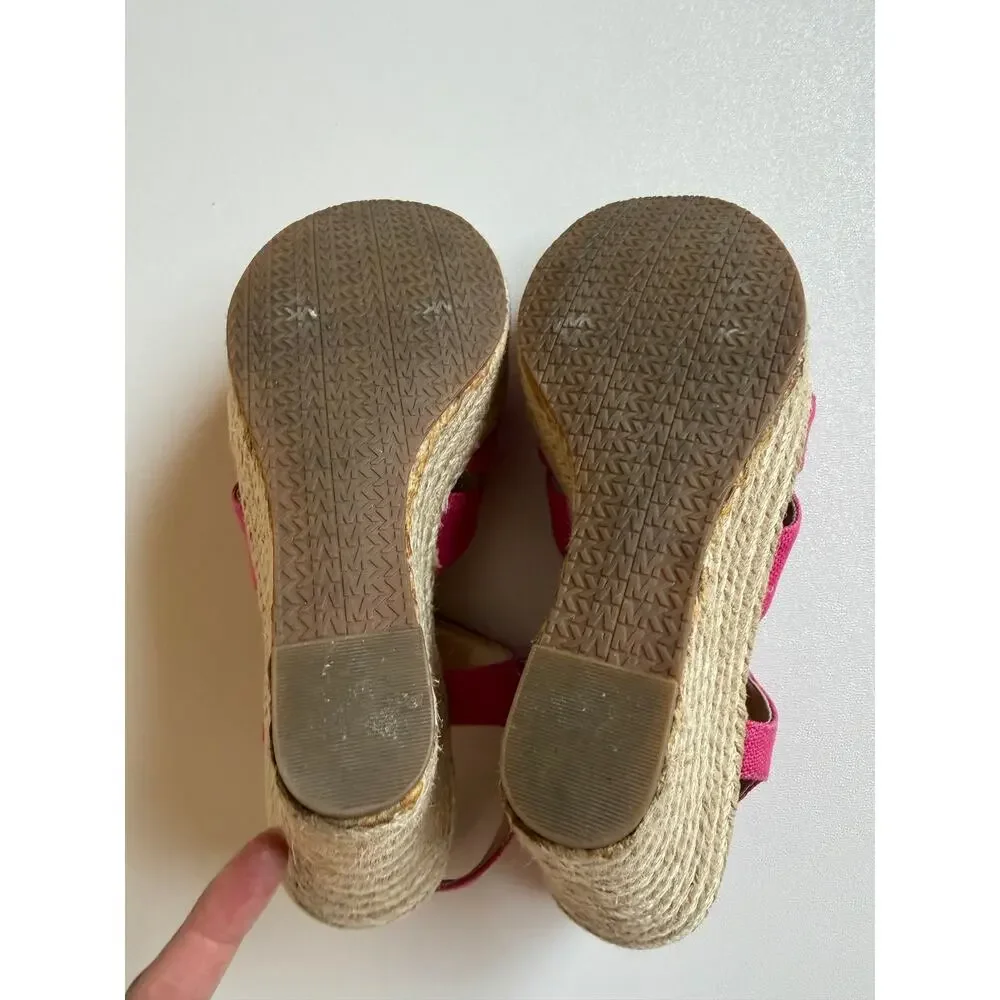 Michael Kors Women's Pink Berkley Platform Wedge Sandals Size 7